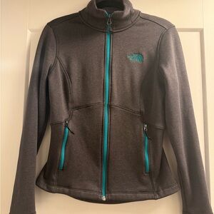 The North Face Women's Dark Gray Jacket with Teal Accents